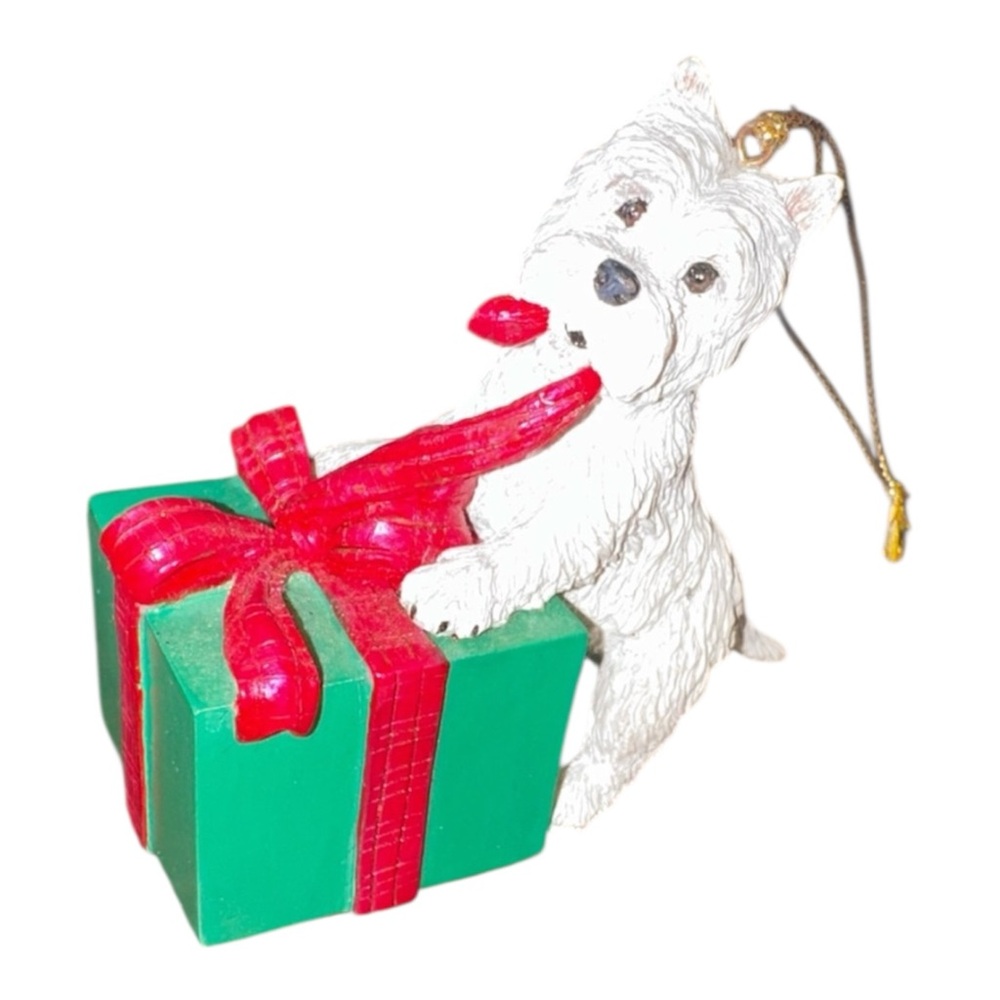 1997 Danbury Mint Westie Wonderland "All Wrapped Up" West Highland White Terrier